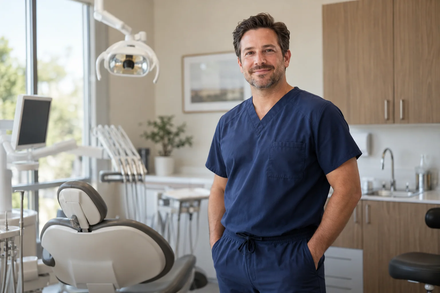 Portrait of a dentist in his practice